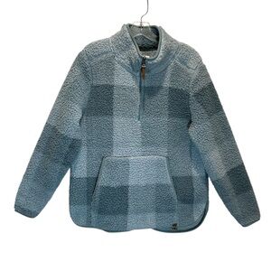 Liv Outdoor Women’s Blue Plaid Fleece Quarter Zip Pullover Jacket - Medium
